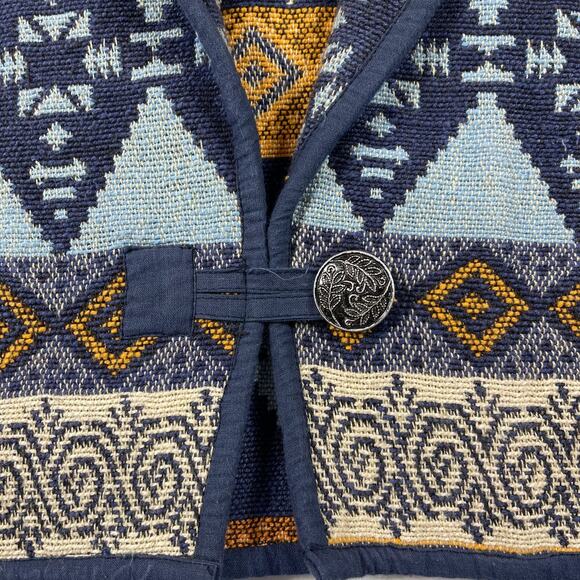 Flashback Southwestern Aztec Woven Cotton Jacket Women’s M Button Front Coat - Picture 5 of 9
